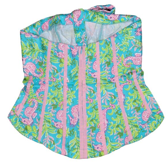 vintage Bamboo Trading Seahorse Print Halter Top tropical vacation bright small - Picture 5 of 6